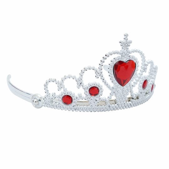 Adult Silver Plastic Costume Tiara with Gem